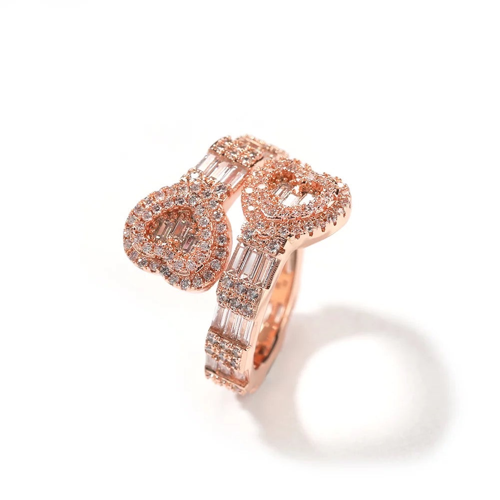 DOUBLE ROW HEART BAGUETTE RING