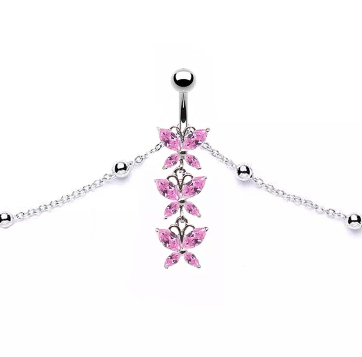 BUTTERFLY WAIST CHAIN BELLY RING - officialdripdoll