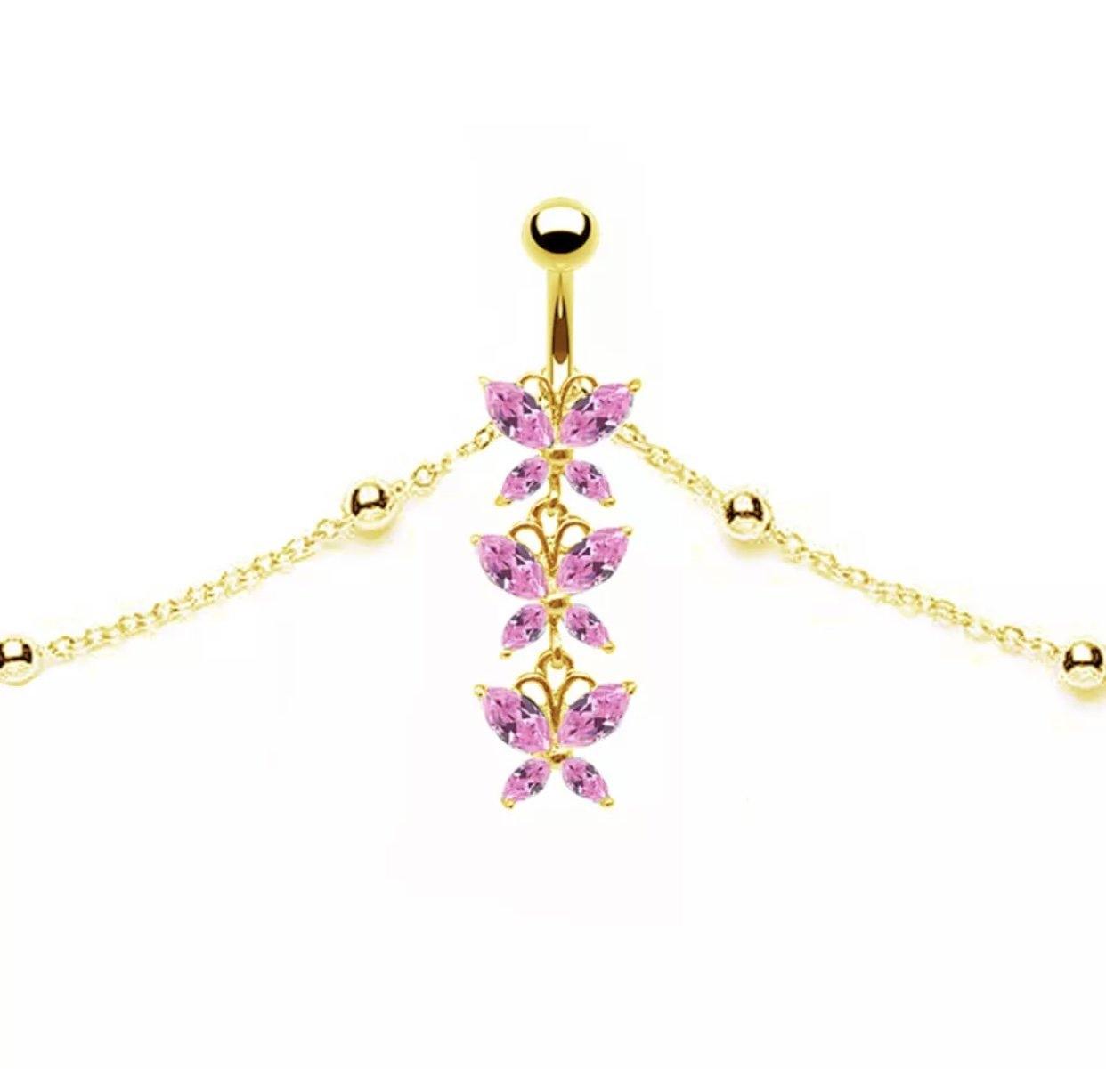 BUTTERFLY WAIST CHAIN BELLY RING - officialdripdoll