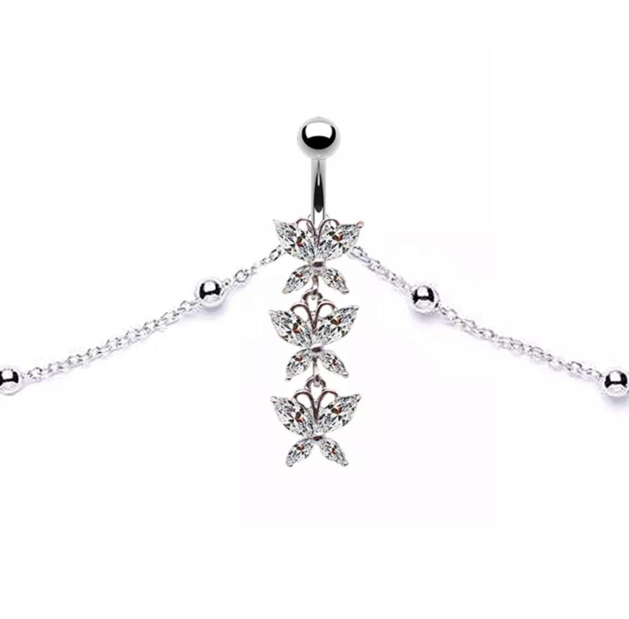 BUTTERFLY WAIST CHAIN BELLY RING - officialdripdoll